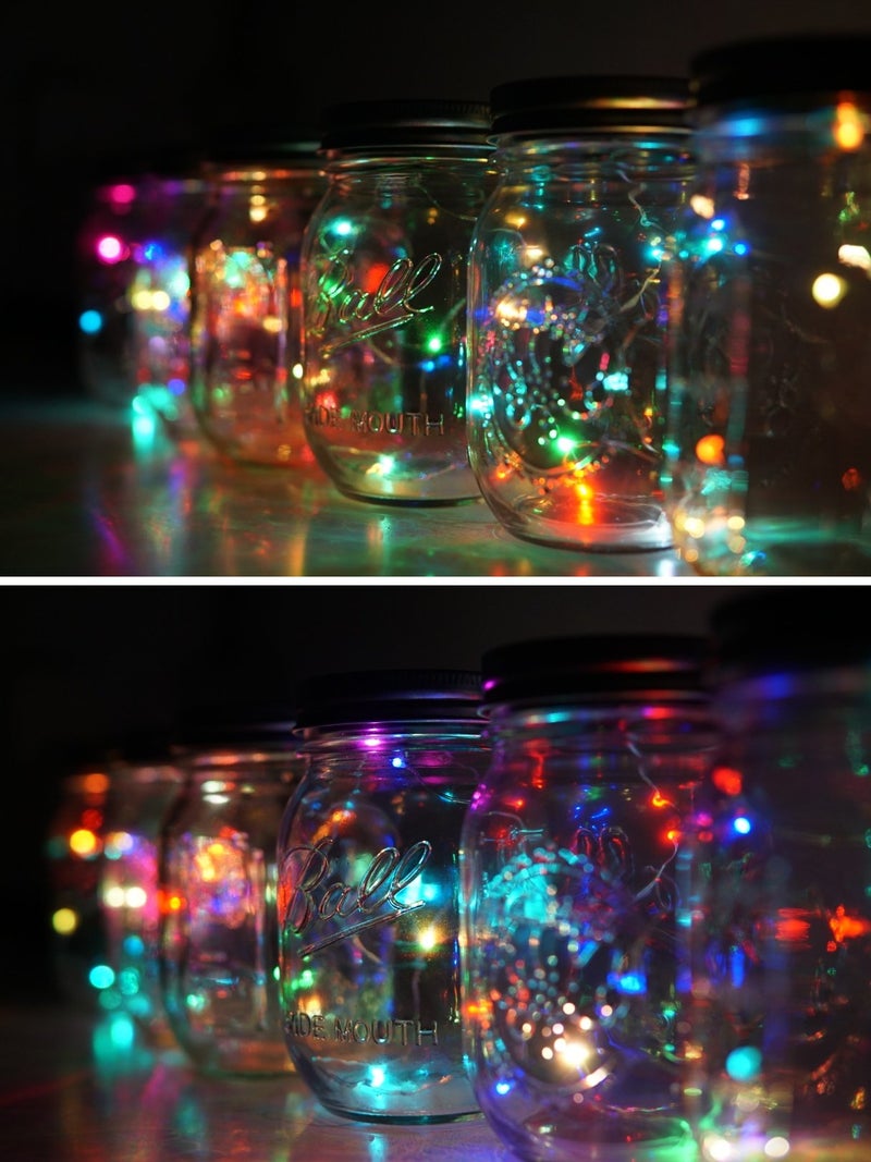 Miaro 6 Pack Mason Jar Lights, 10 LED Solar Colorful Flicker Fairy String Lights Lids Insert for Garden Deck Patio Party Wedding Decorative Lighting Fit for Regular Mouth Jars â€¦ - Image 5